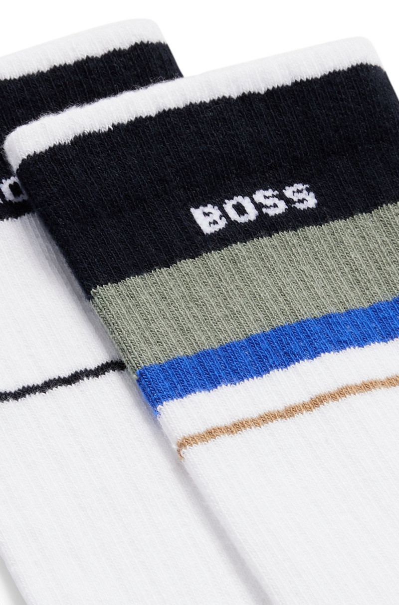 BOSS TWO-PACK OF QUARTER-LENGTH LOGO SOCKS WITH STRIPES outlook