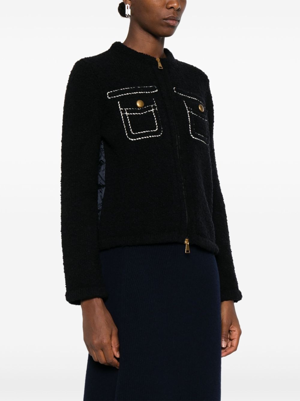 panelled quilted cardigan - 3