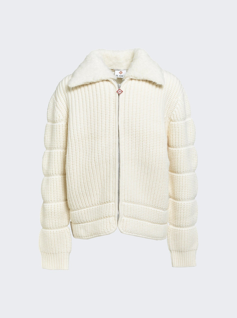 Rib Padded Jacket White 1