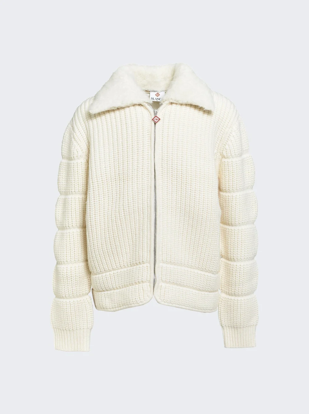 Rib Padded Jacket White - 1