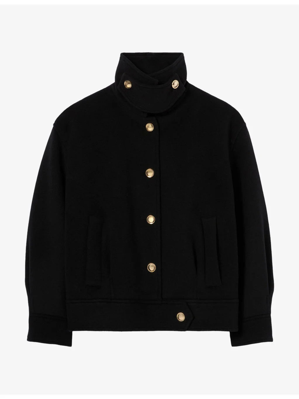 High-Neck Relaxed-Fit Wool-Blend Coat - 1