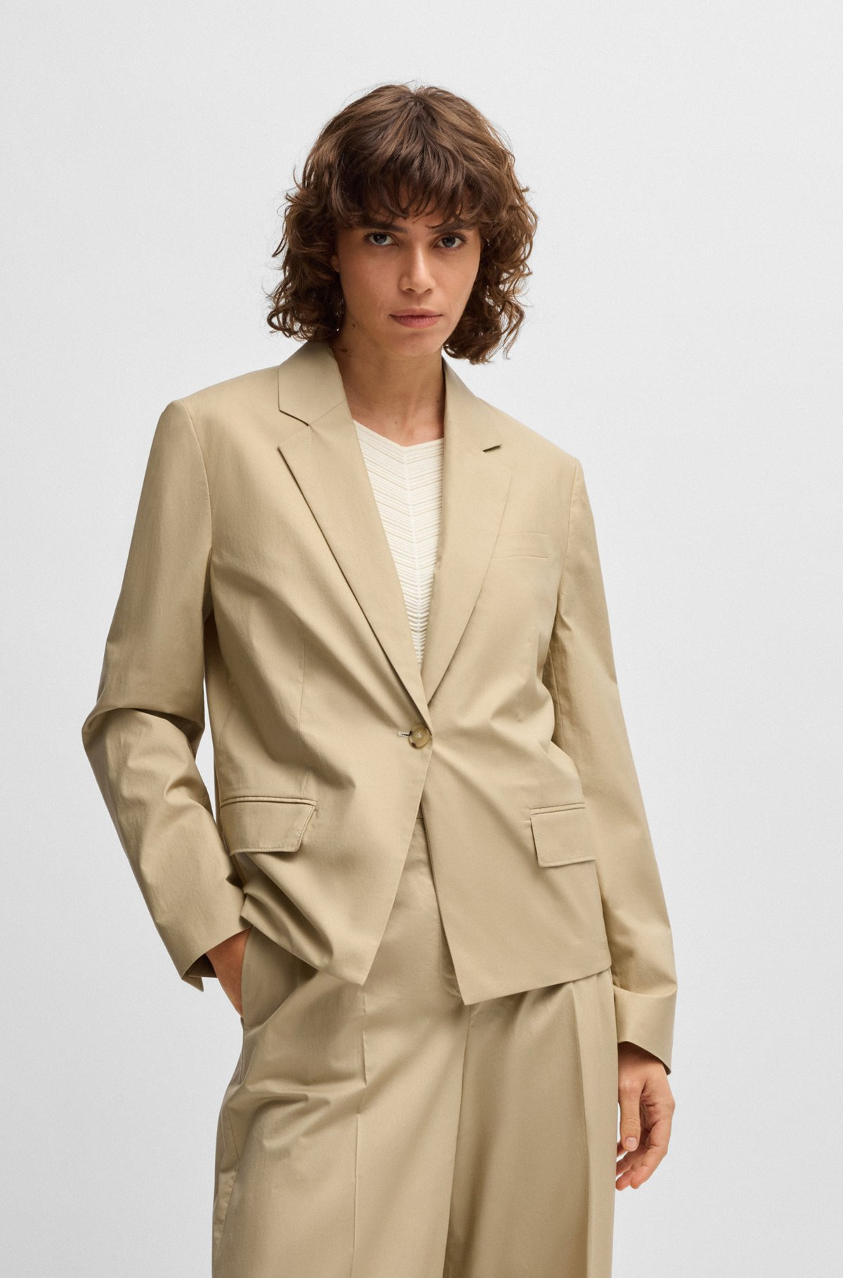 SINGLE-BUTTON BLAZER IN AIRY STRETCH COTTON - 2