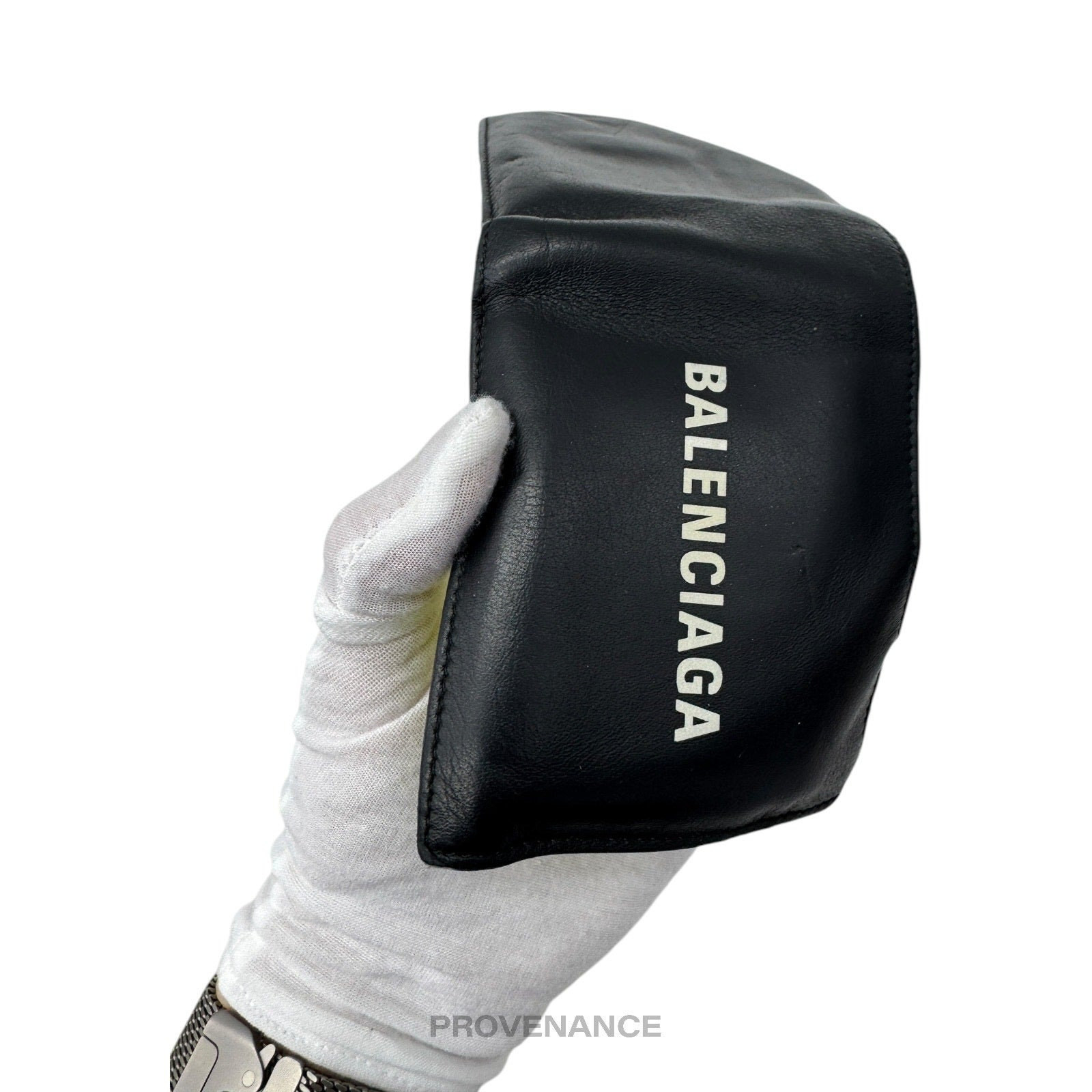 Balenciaga Logo 8CC Bifold Wallet - Black Neon Leather - 9