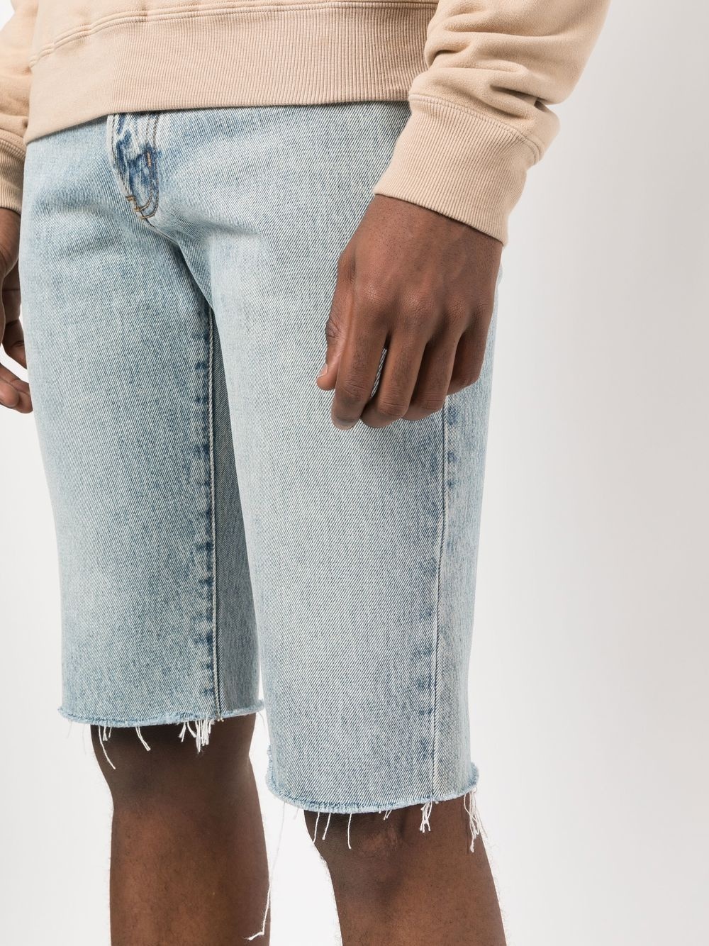 raw-cut edge denim shorts - 5