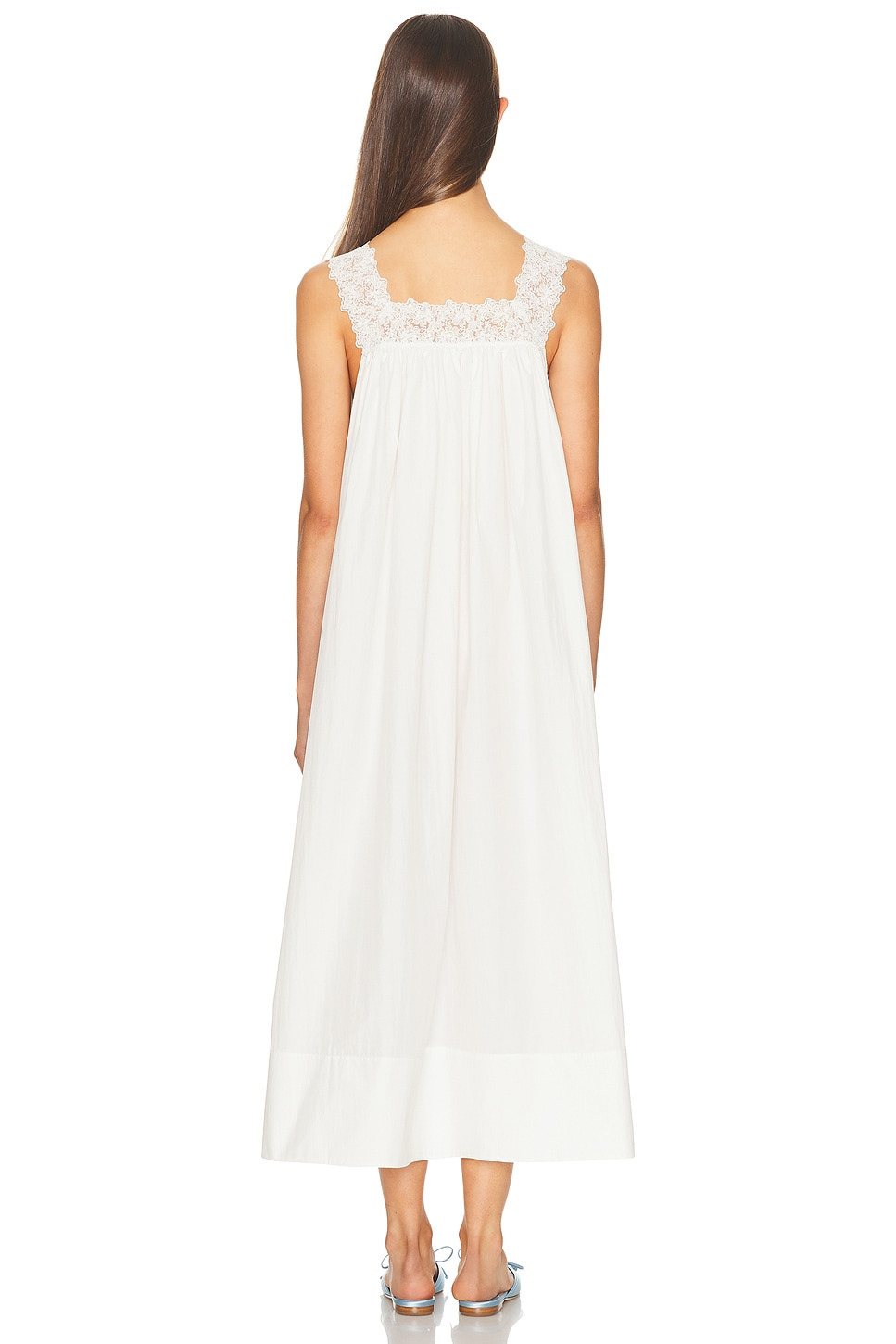 Midi Dress With Lace in Tech Poplin - 3