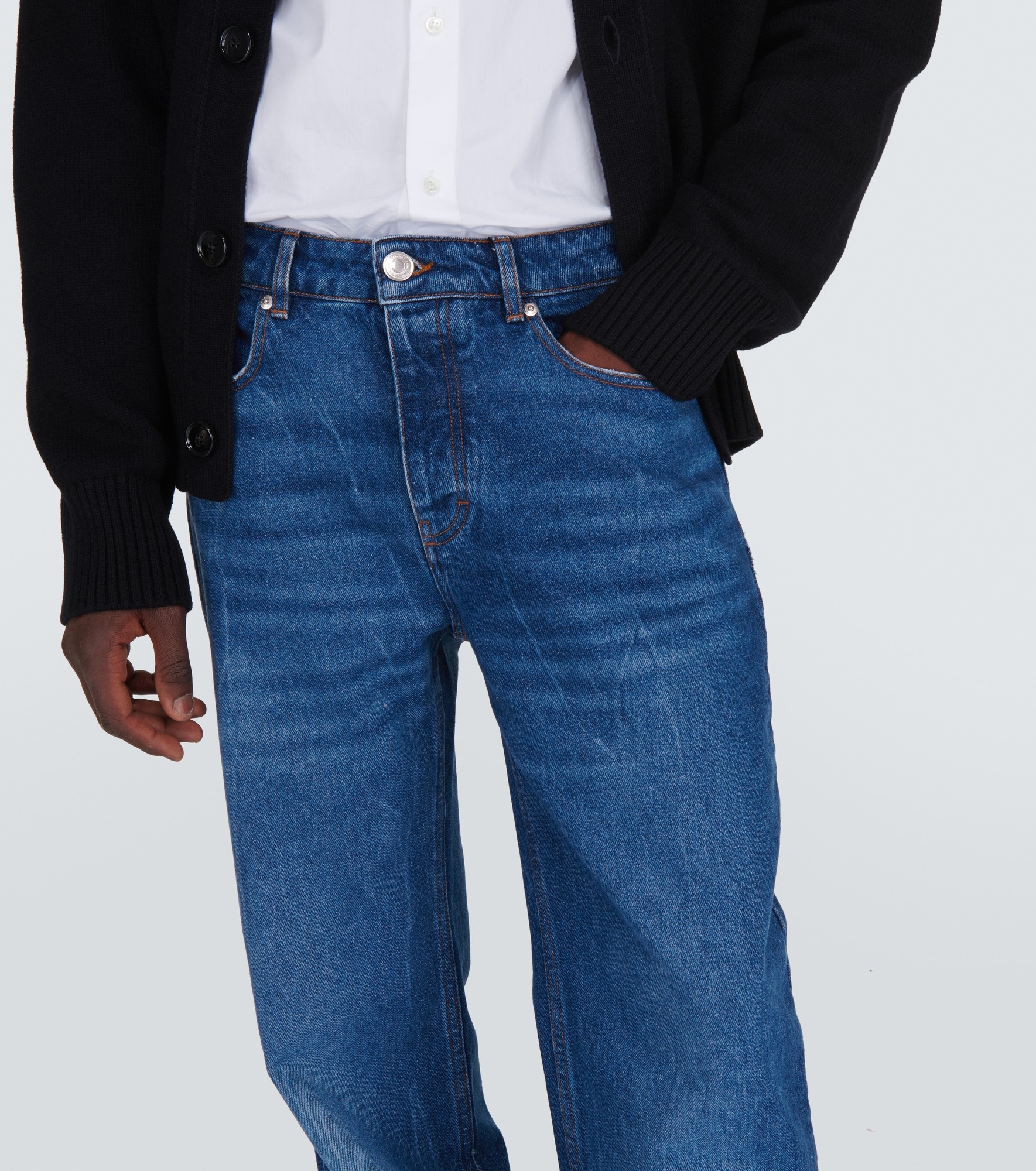 Bleached mid-rise straight jeans - 5