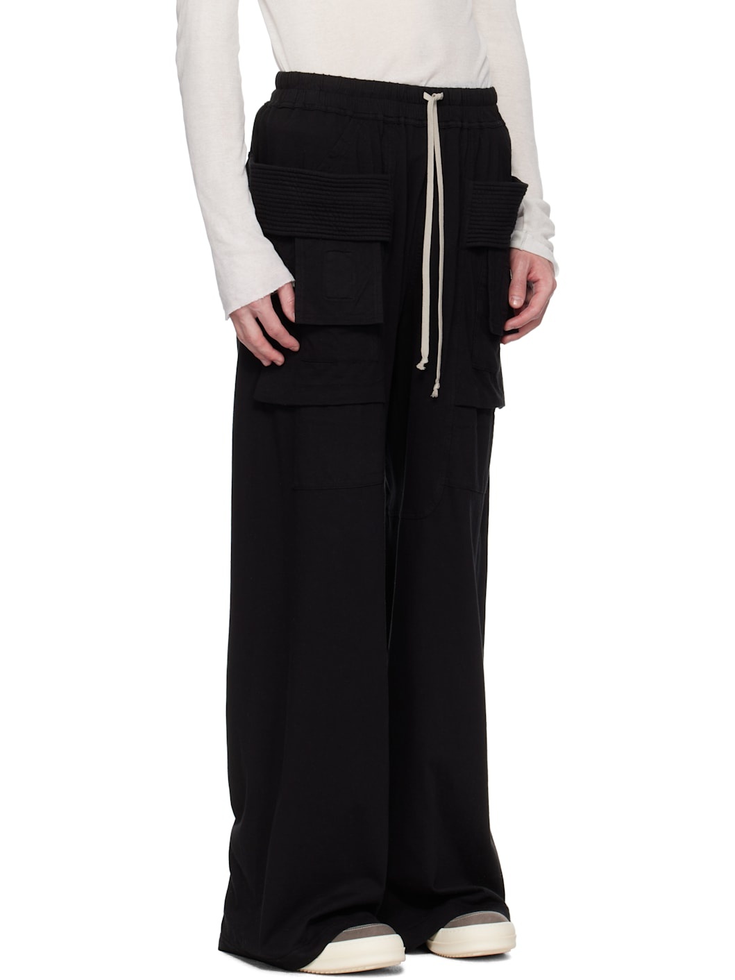 Black Hollywood Creatch Wide Drawstring Cargo Pants - 2
