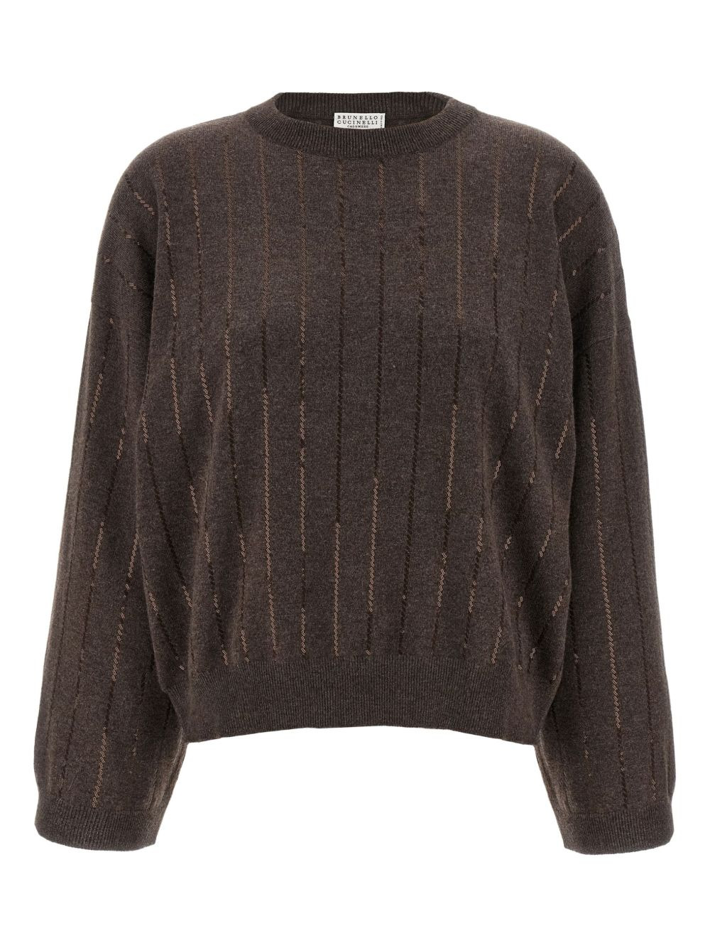 sequin-striped cashmere sweater - 1