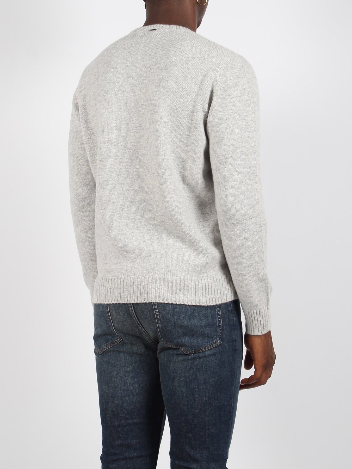 Herno Herringbone plain cashmere resort sweater