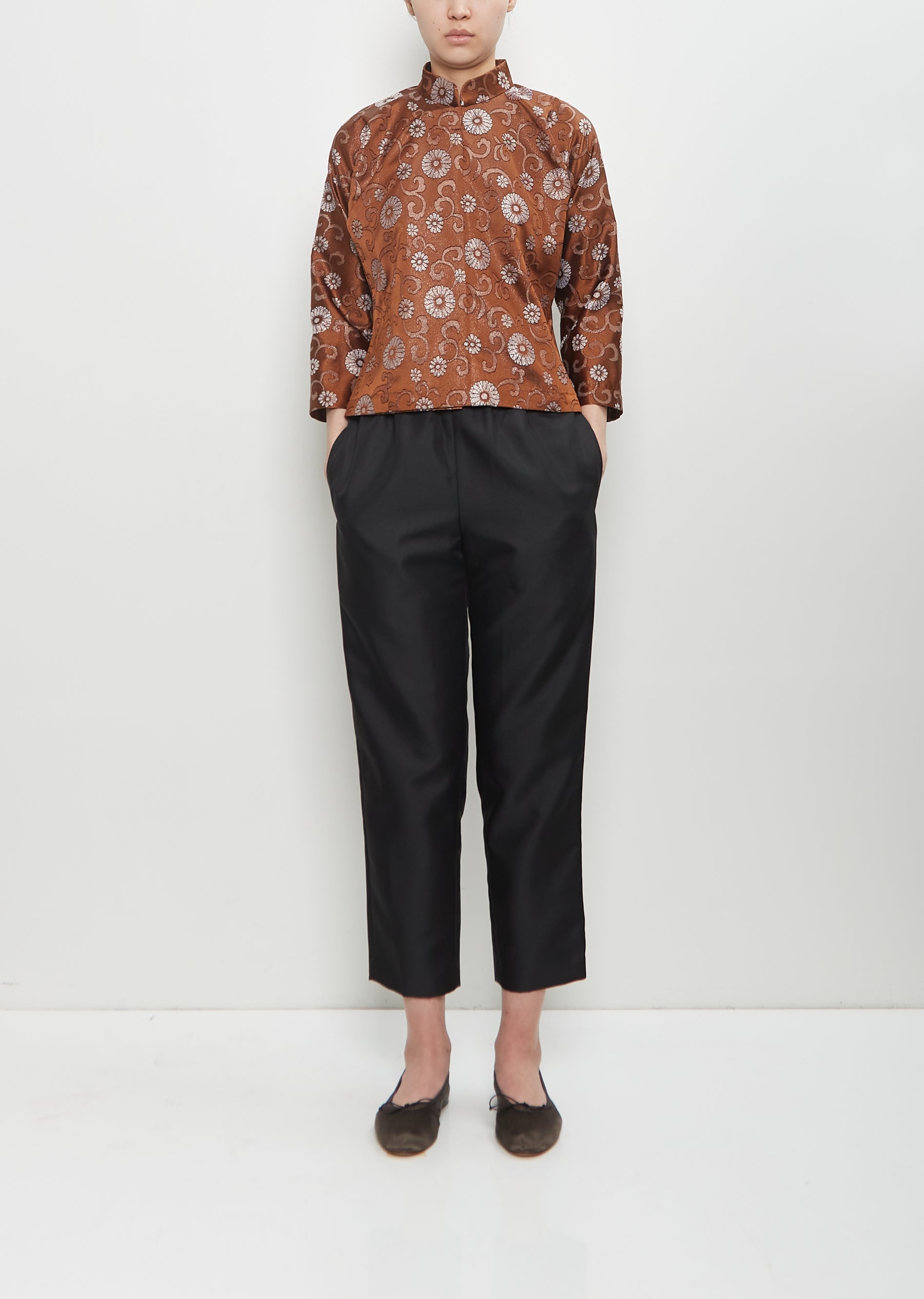 Metallic Jacquard Jacket — Brown - 5