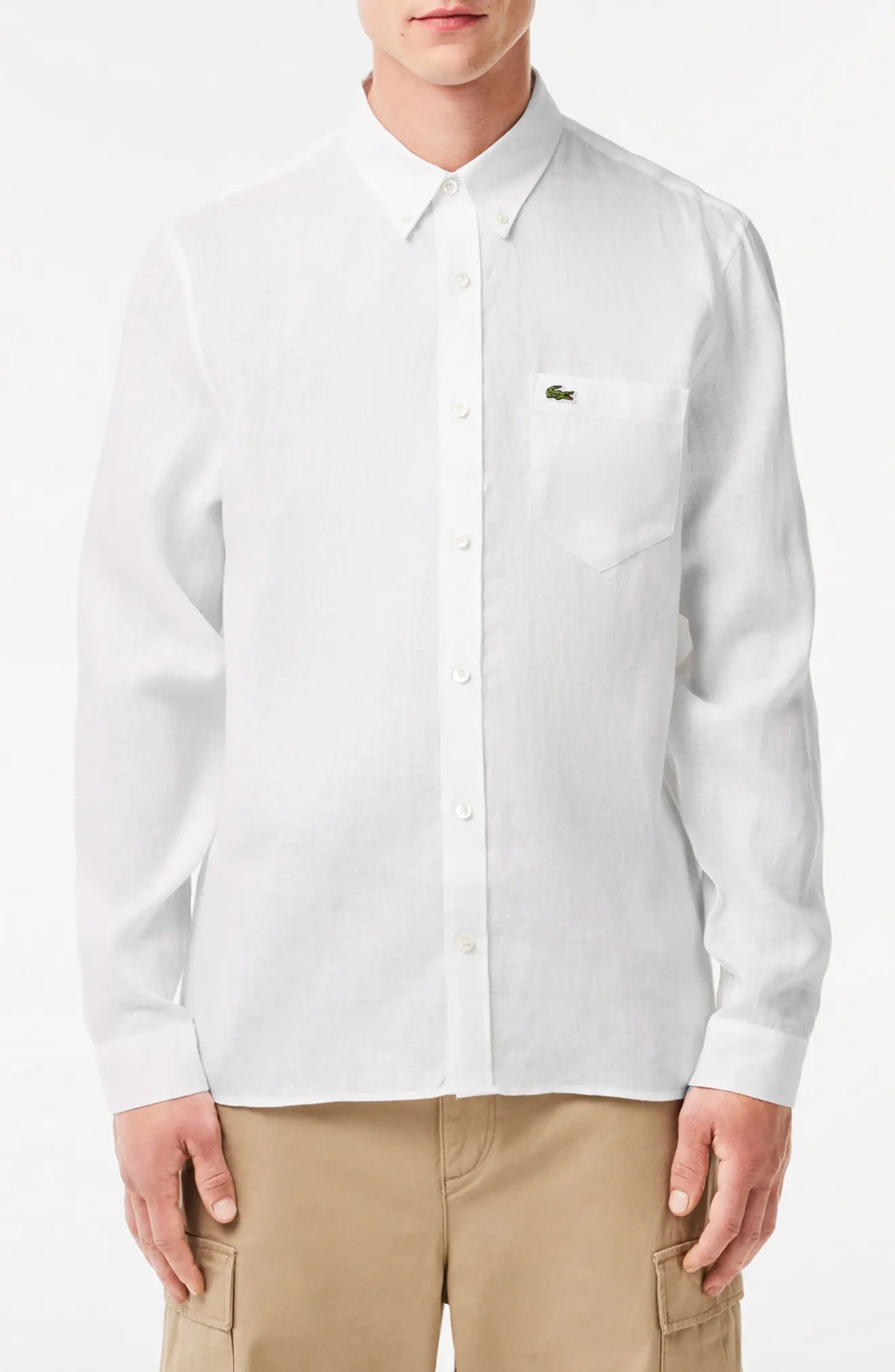 Regular Fit Linen Button-Down Shirt - 1