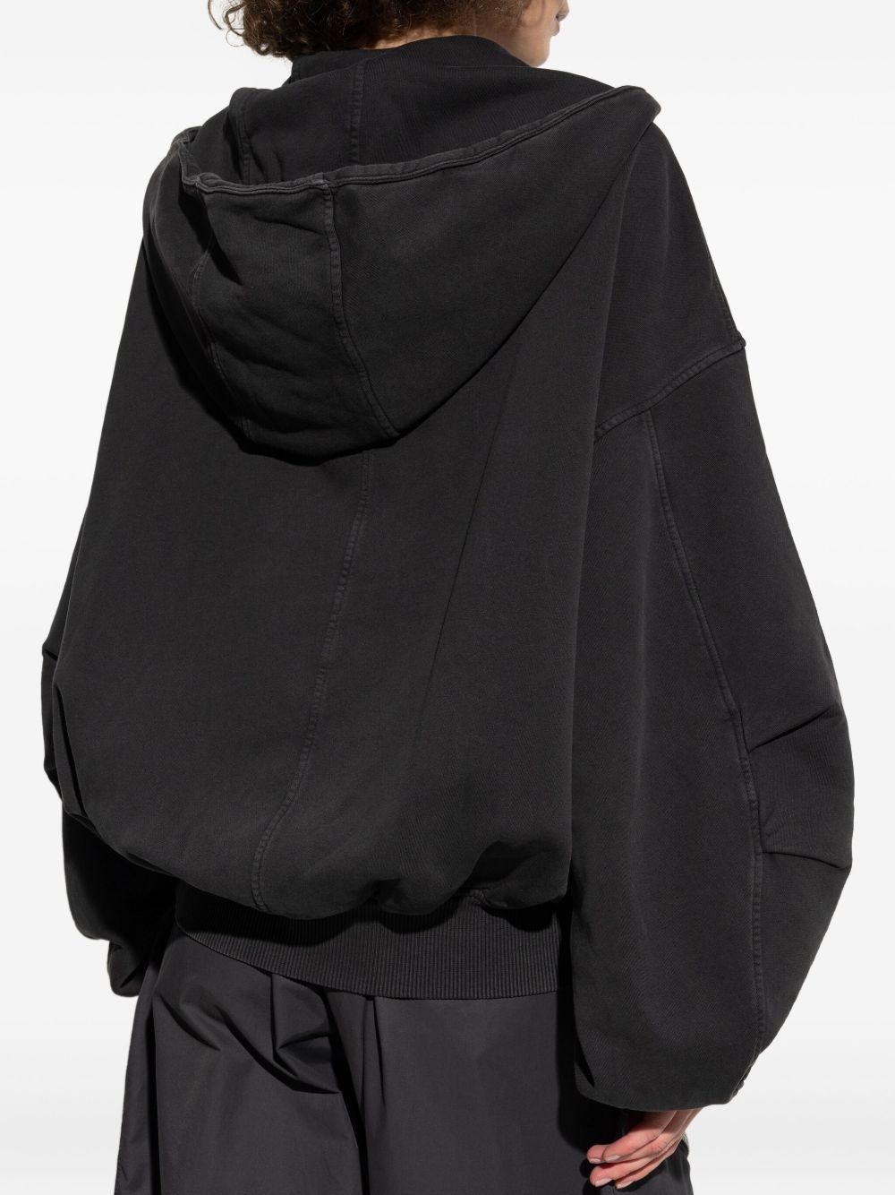 front-zip cotton hoodie - 4