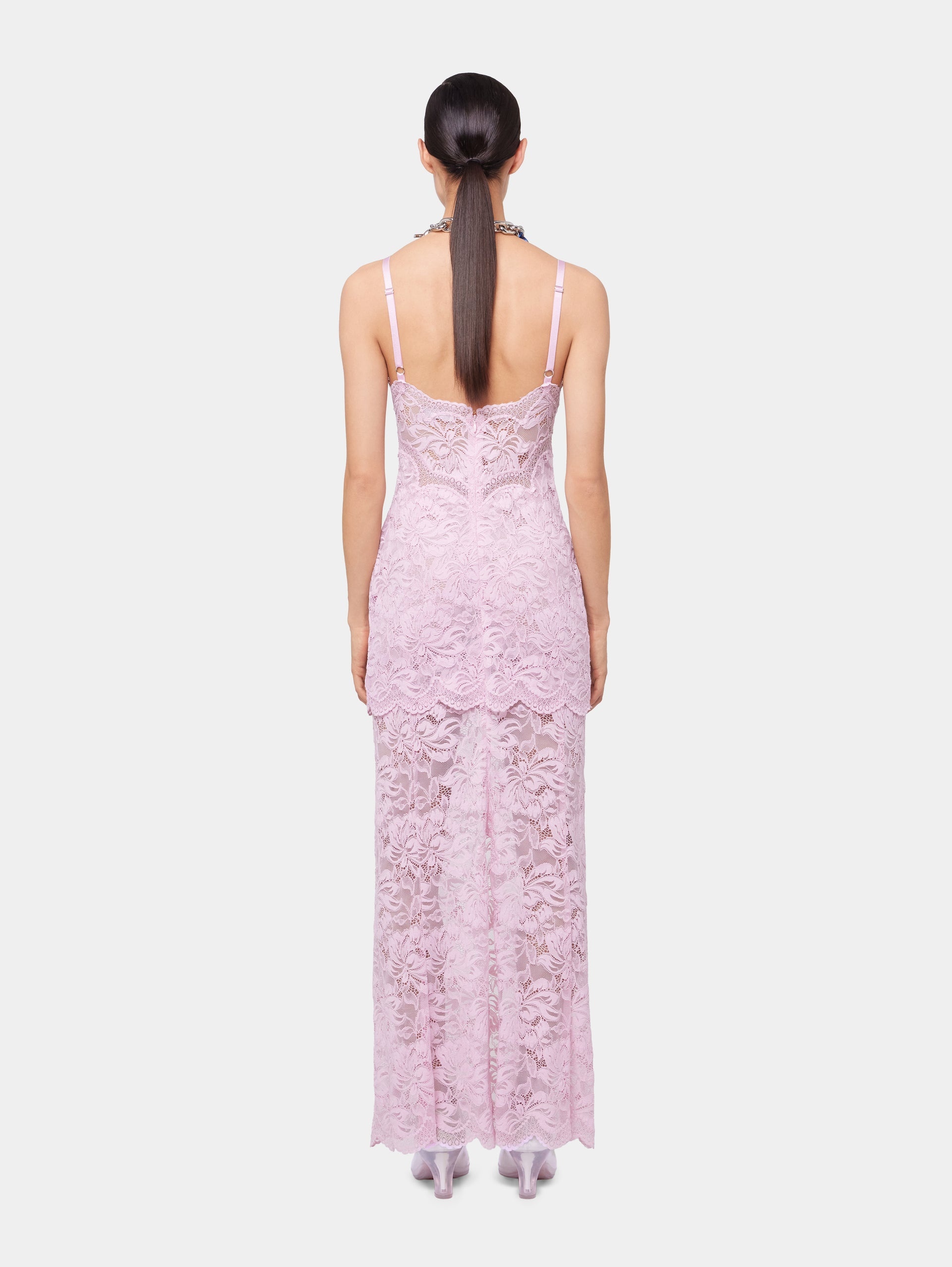 PINK LONG DRESS IN LACE - 6