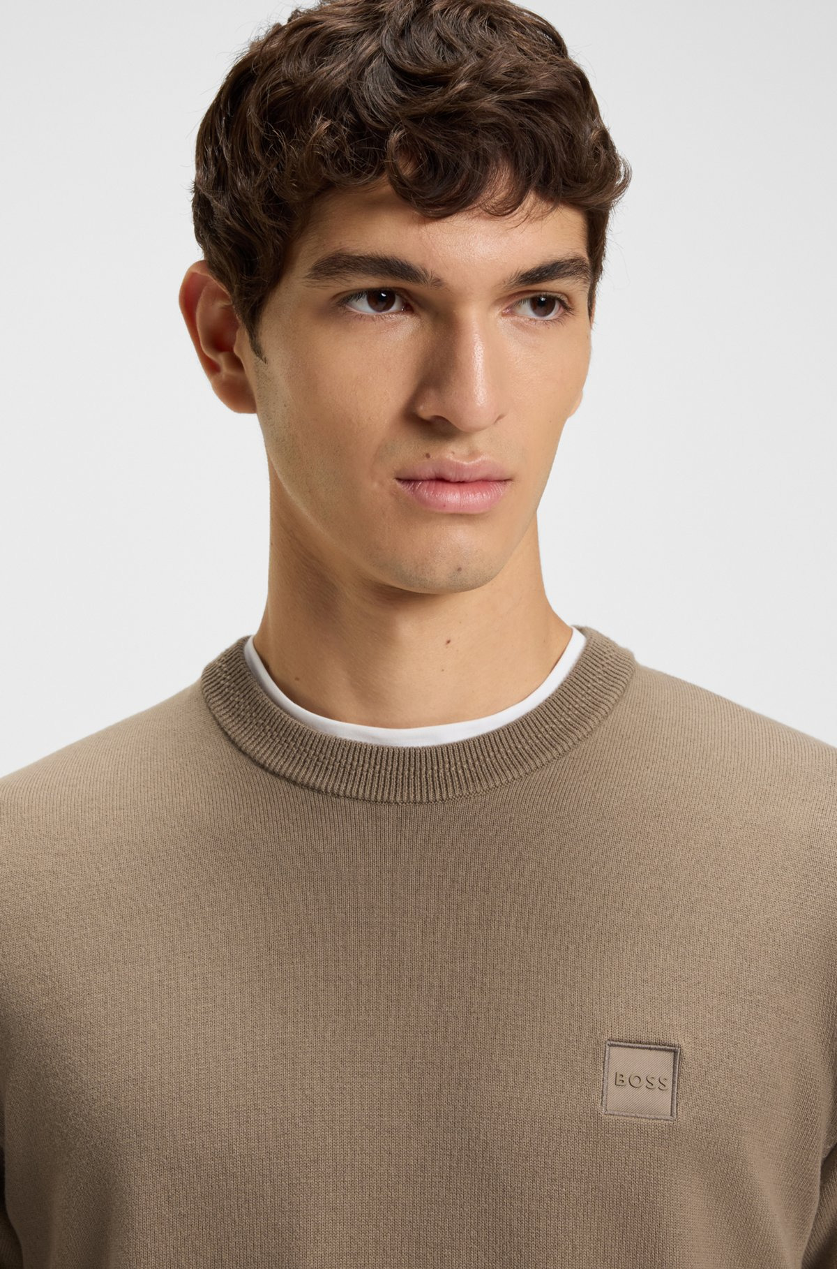 COTTON-CASHMERE SWEATER WITH LOGO LABEL - 3