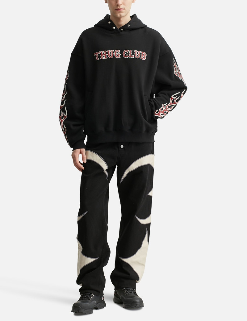 Thug Club LEATHER FLAME HOODIE outlook