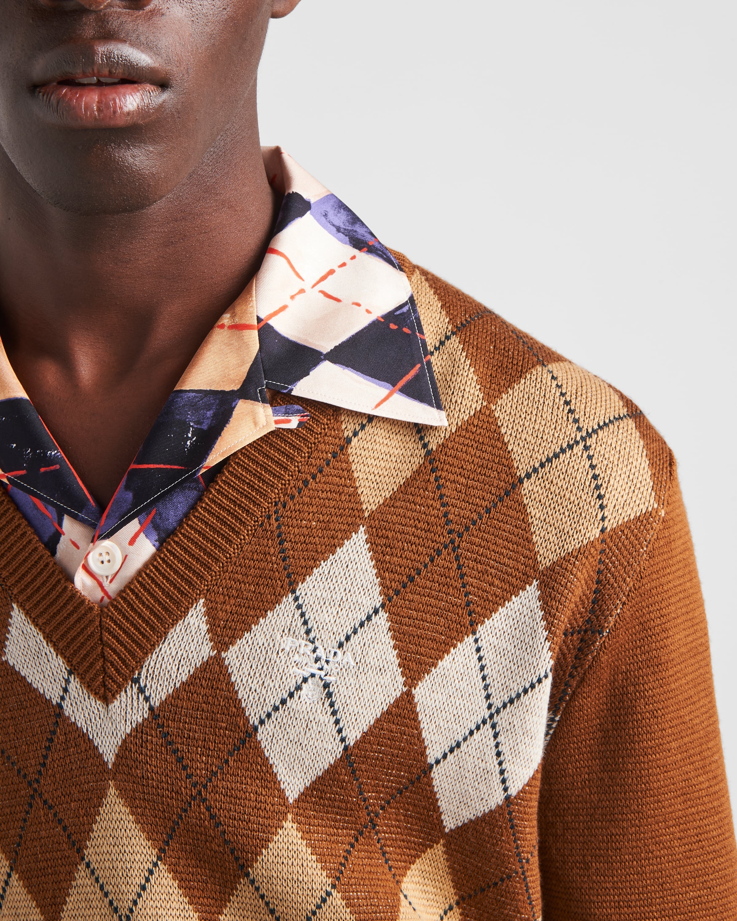 Wool sweater with an Argyle pattern - 3