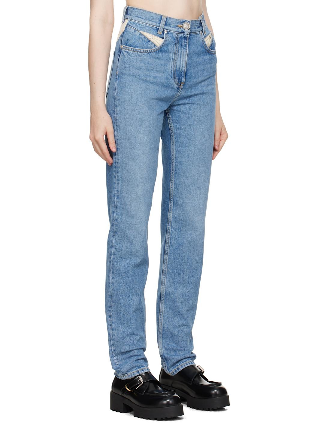 Blue Slim Fit Yoke Jeans - 2