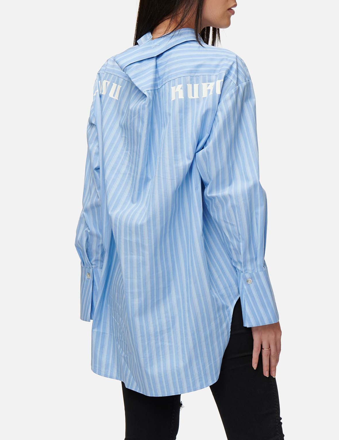 Drape Collar Pinstripe Shirt - 8