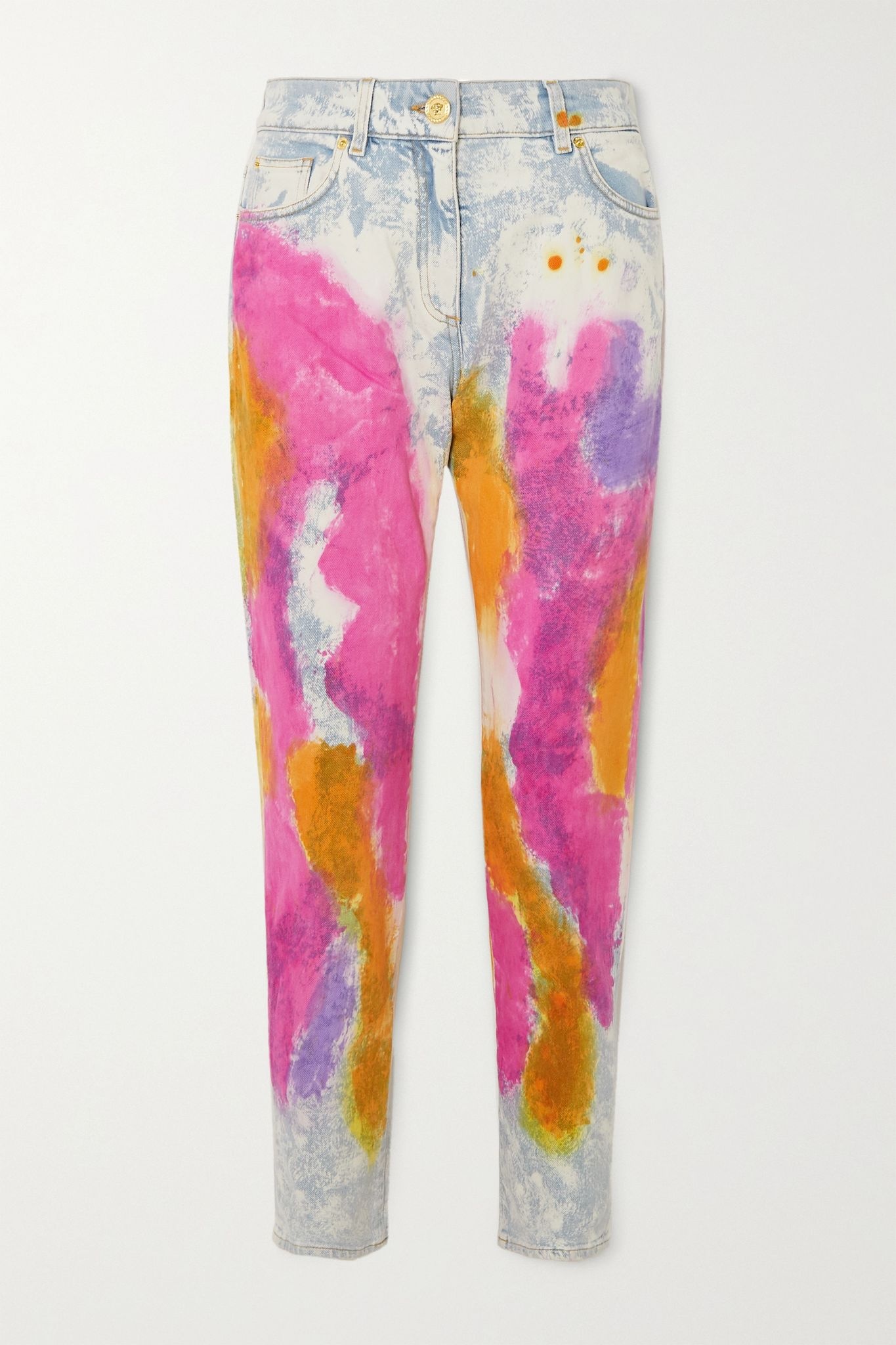 Tie-dyed high-rise straight-leg jeans - 1