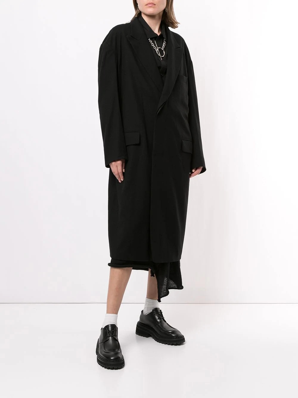 asymmetric wool panel coat - 4