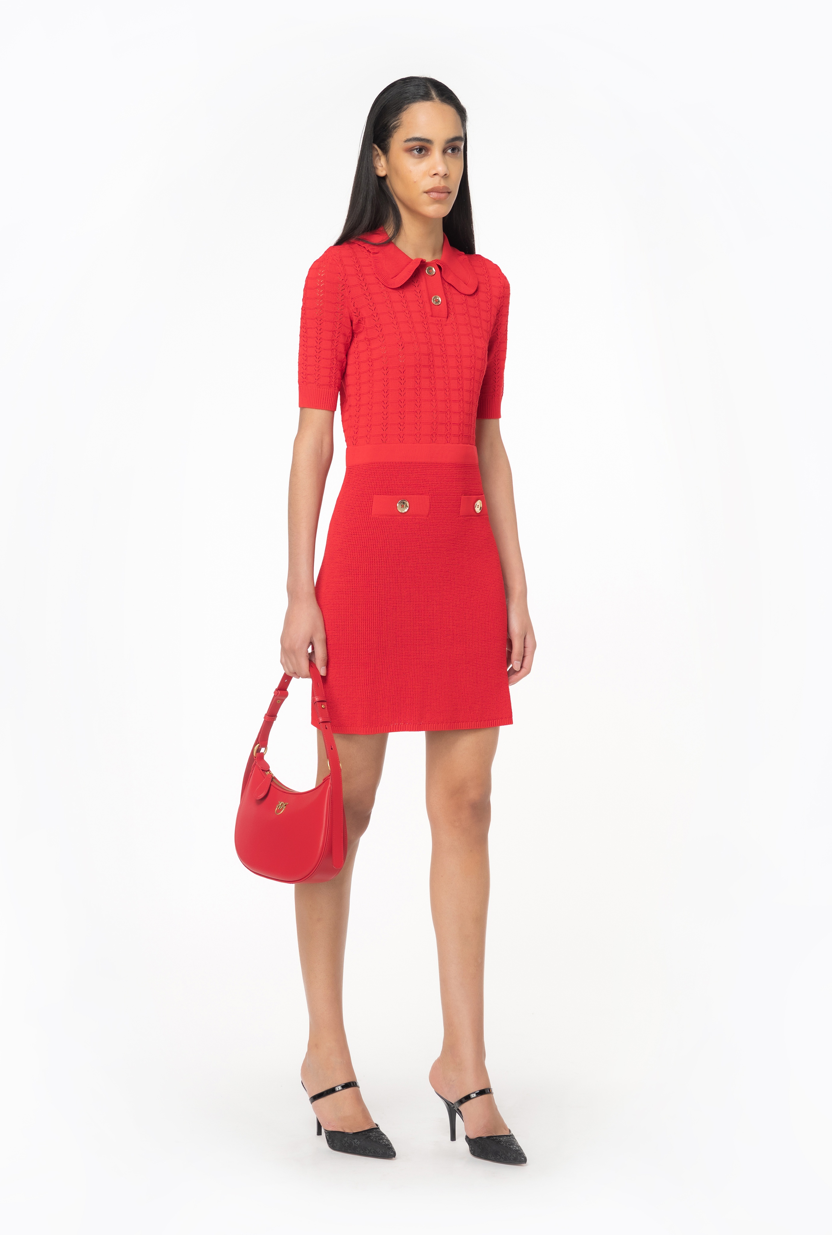 PINKO FAN-STITCHED KNIT MINI DRESS | REVERSIBLE