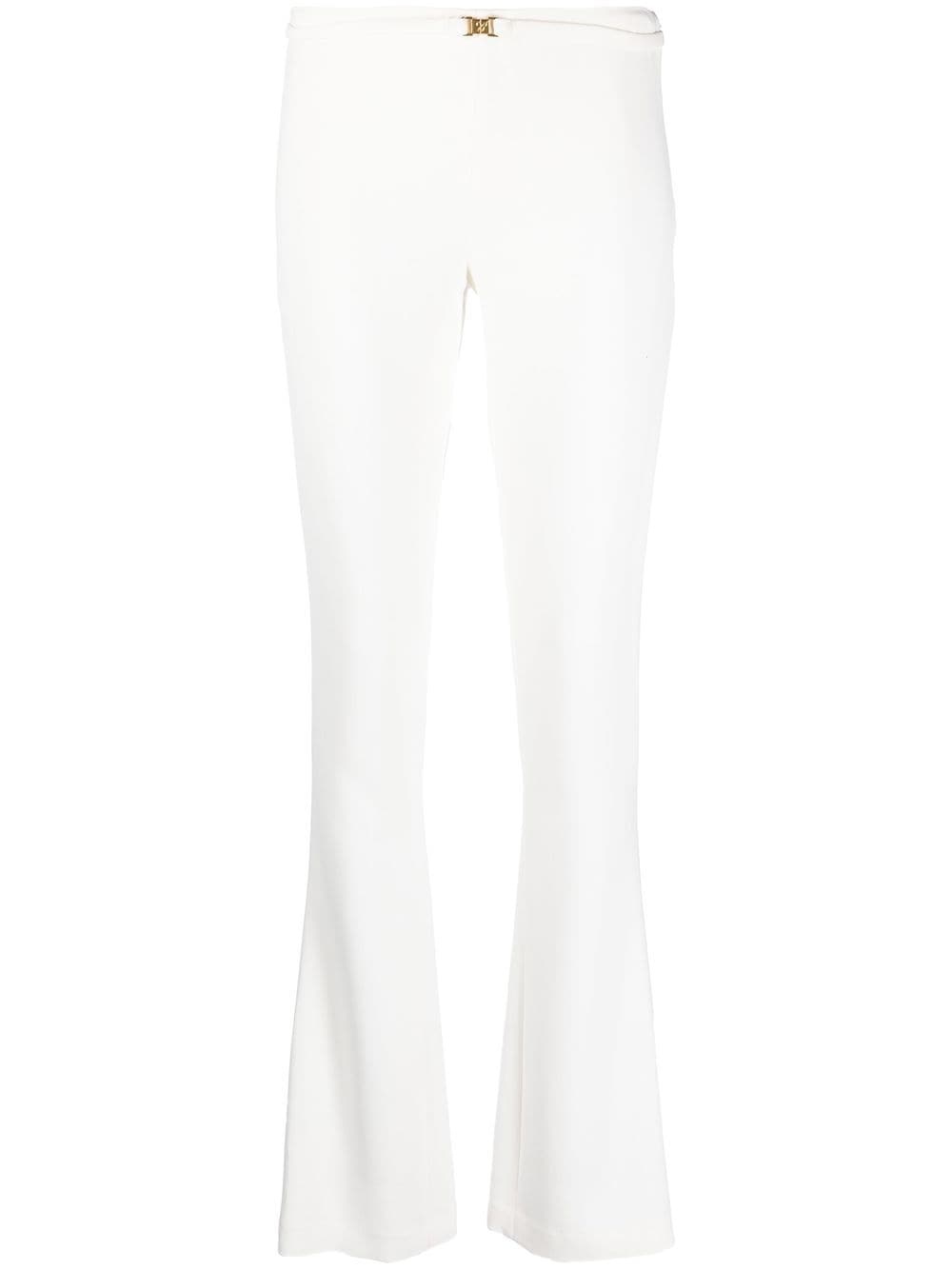 logo-buckle flared trousers - 1