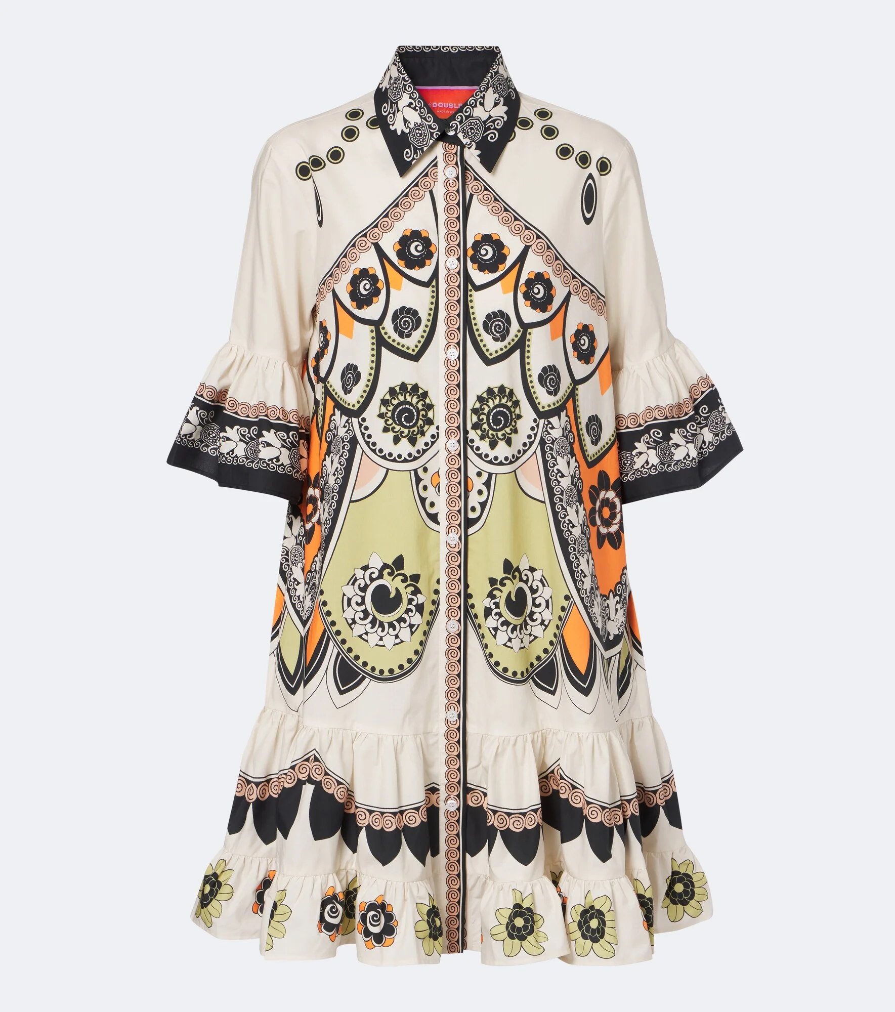 Printed tiered cotton poplin minidress - 1