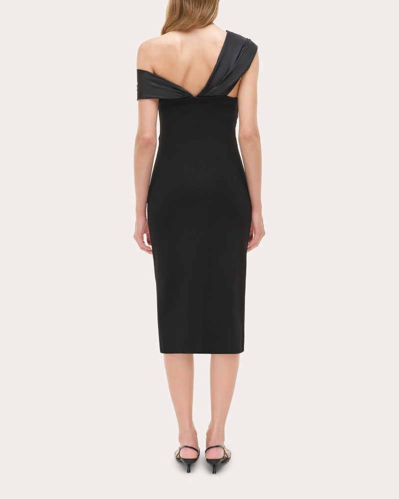 SIMKHAI Mia Knotted Knit Jersey and Taffeta Midi Dress outlook