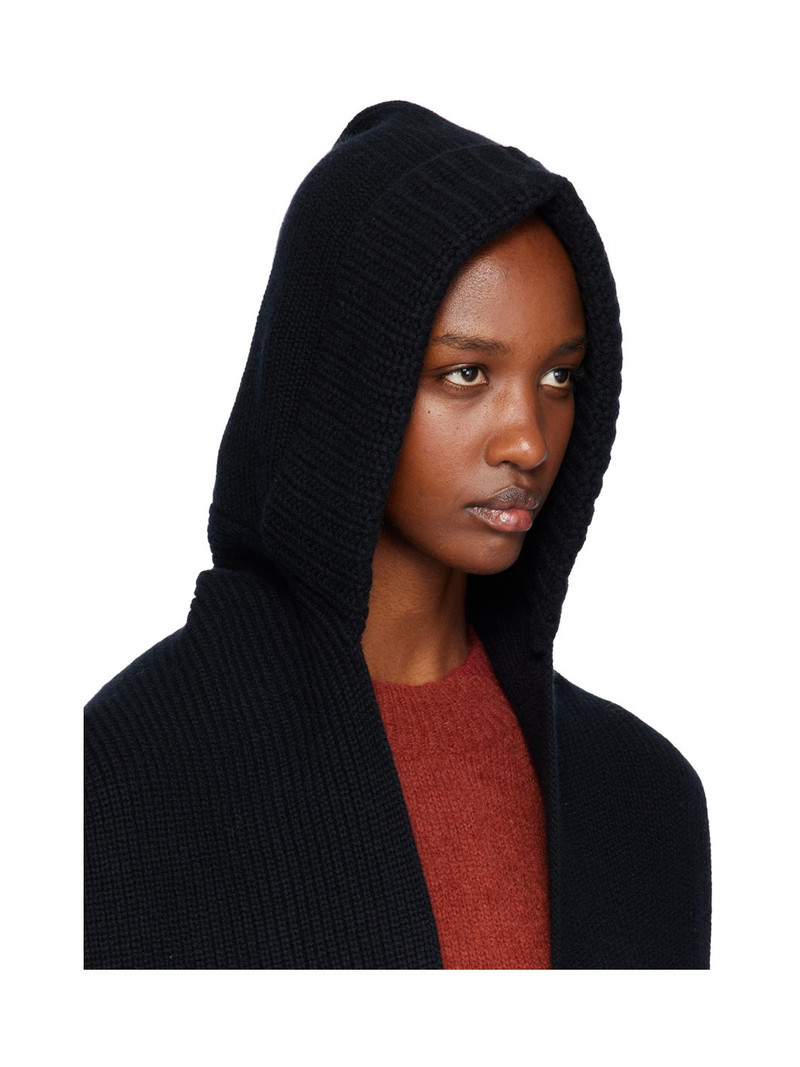 Yves Salomon Black Cashmere & Wool Hooded Scarf outlook