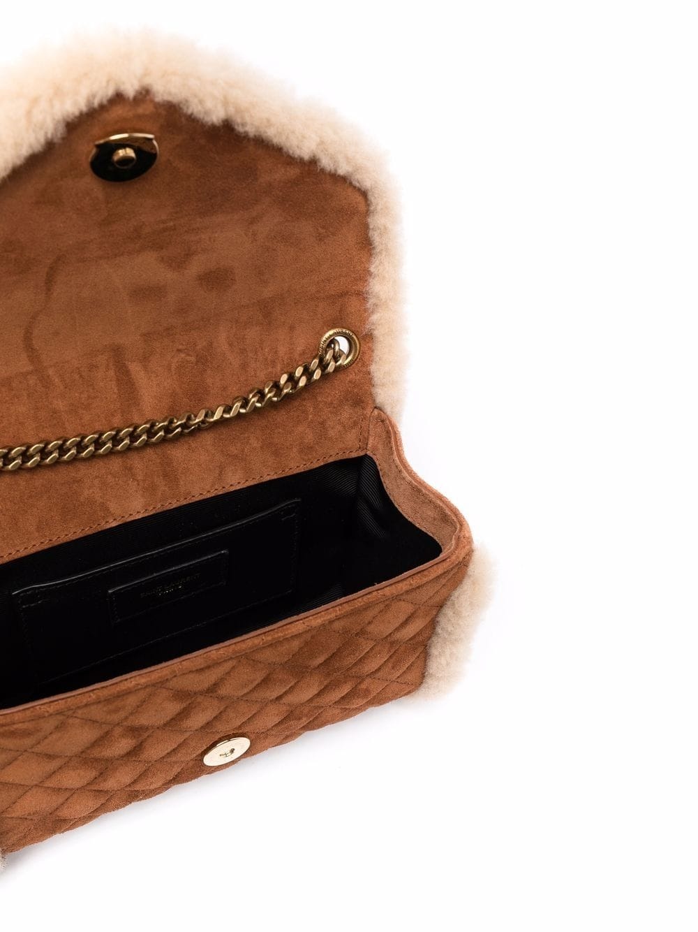 Envelope shearling-trimmed shoulder bag - 5