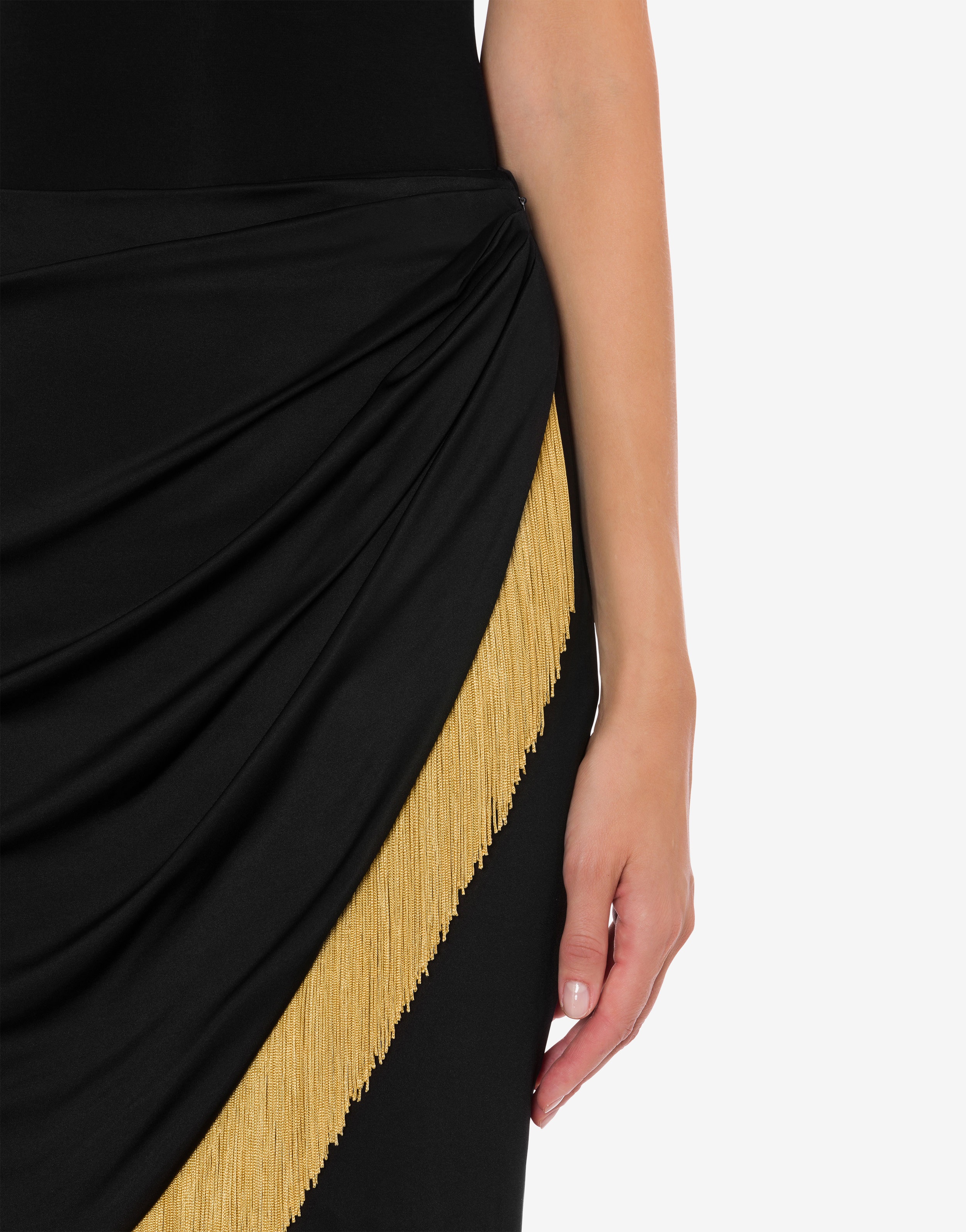 STRETCH ORGANZINE SKIRT WITH FRINGING - 4