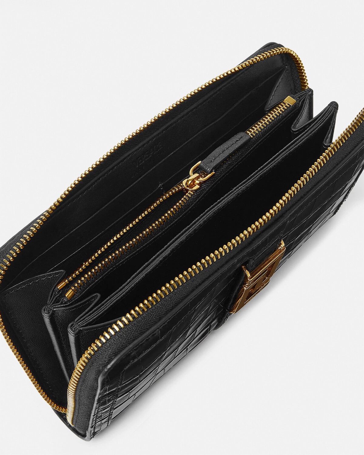 Croc-Effect Greca Goddess Long Wallet - 2
