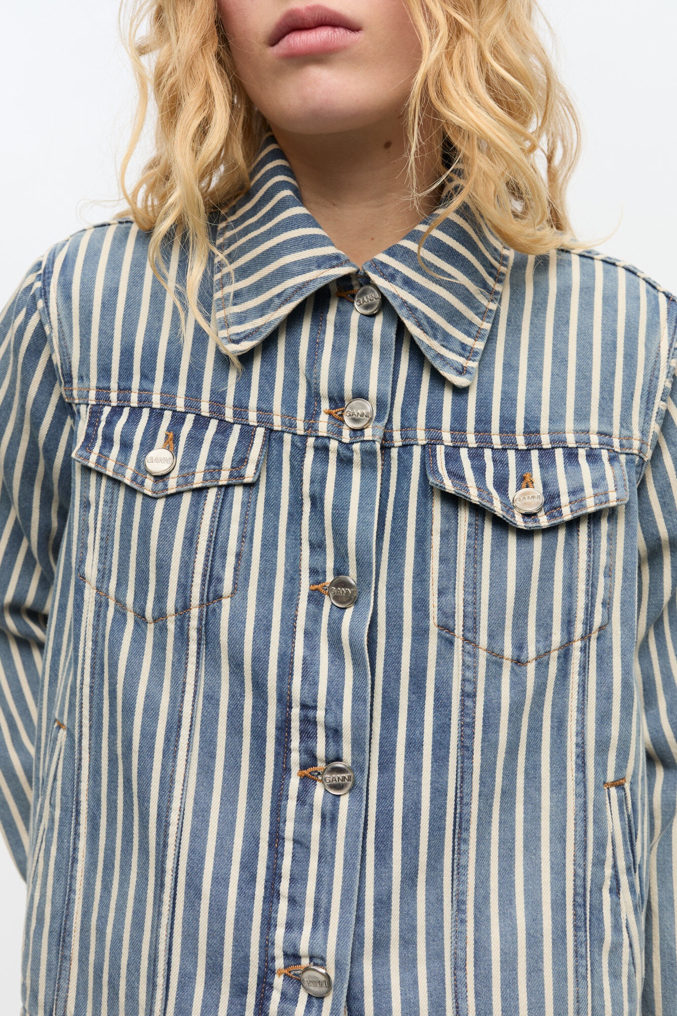 STRIPED DENIM JACKET - 5