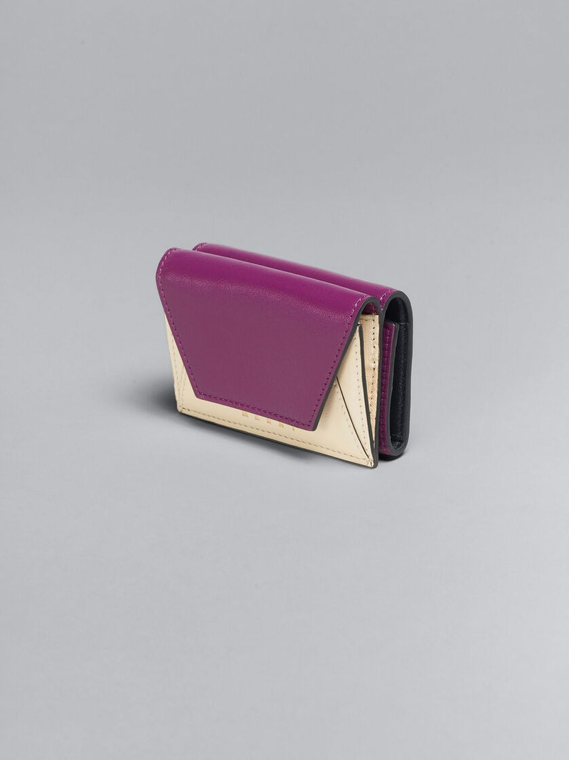 Marni PURPLE AND WHITE LEATHER TRI-FOLD WALLET outlook