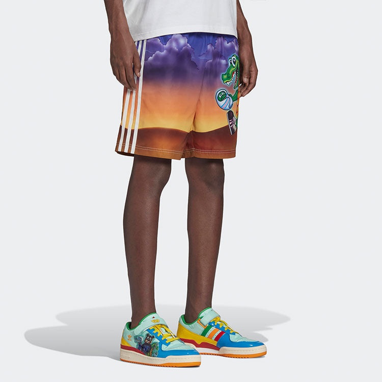 adidas originals x Kerwin Frost Crossover Cartoon Full Print Contrasting Colors Sports Shorts H66312 - 6