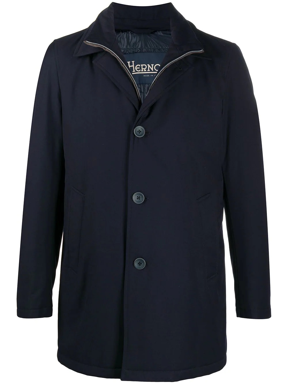 single-breasted mid-length coat - 1