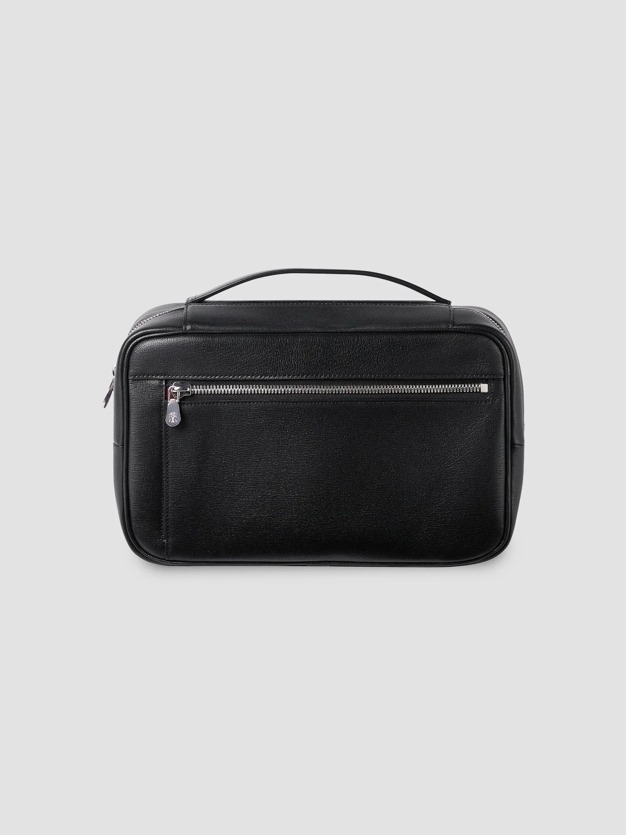 Grained Leather Travel Beauty Case - Black - 1