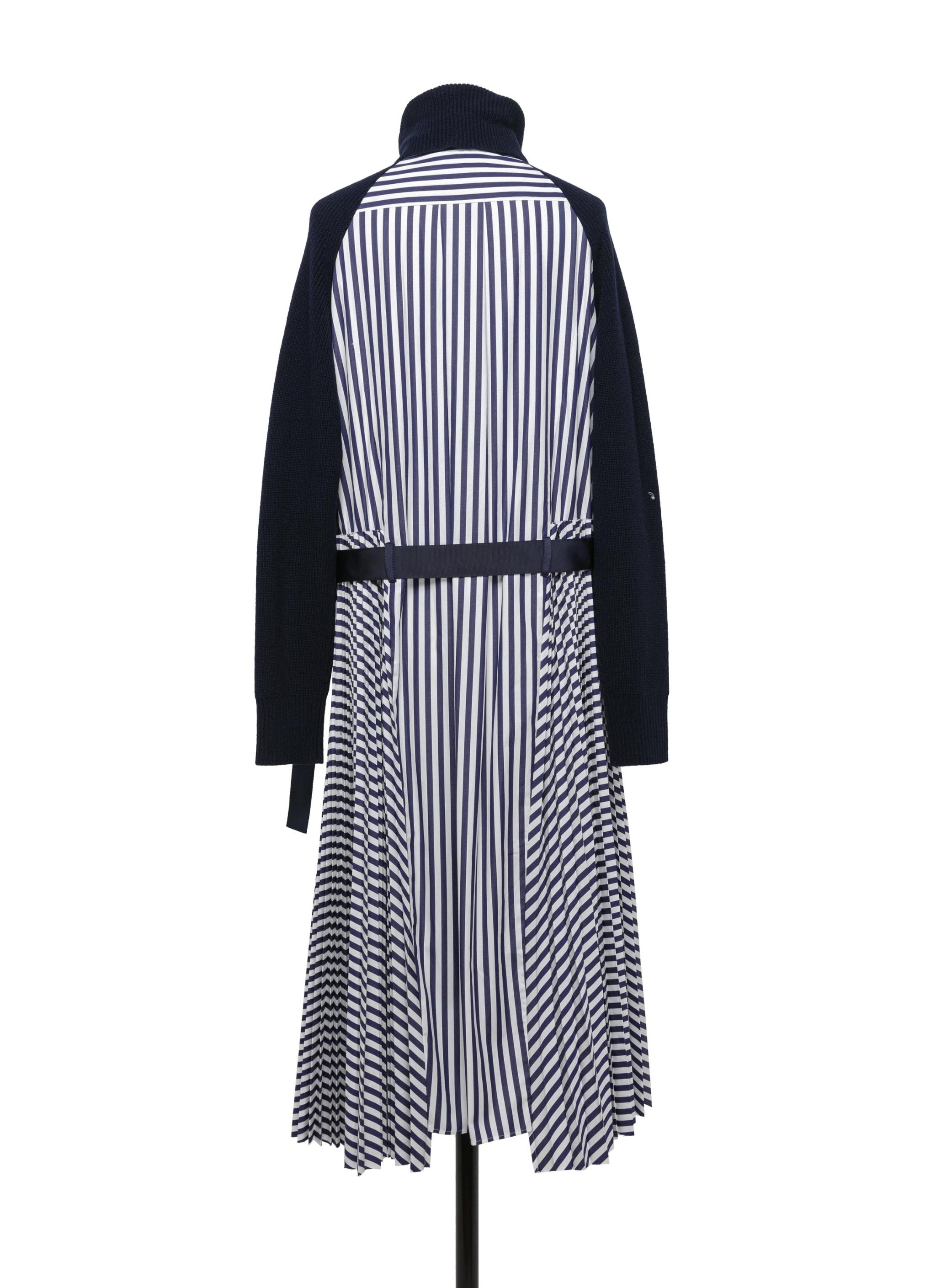 Wool Knit x Cotton Poplin Dress - 3