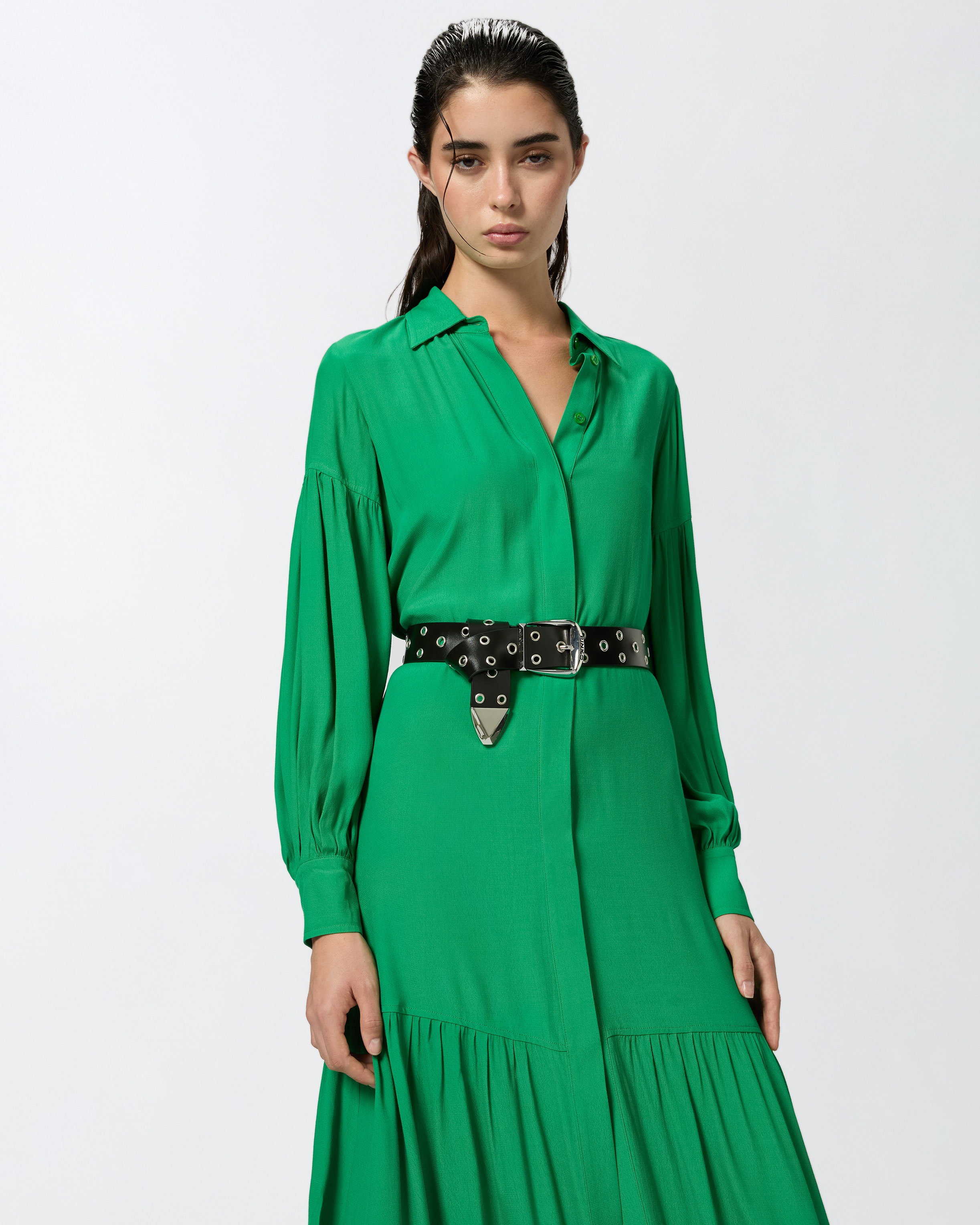 LONG BELTED SHIRT DRESS - 5