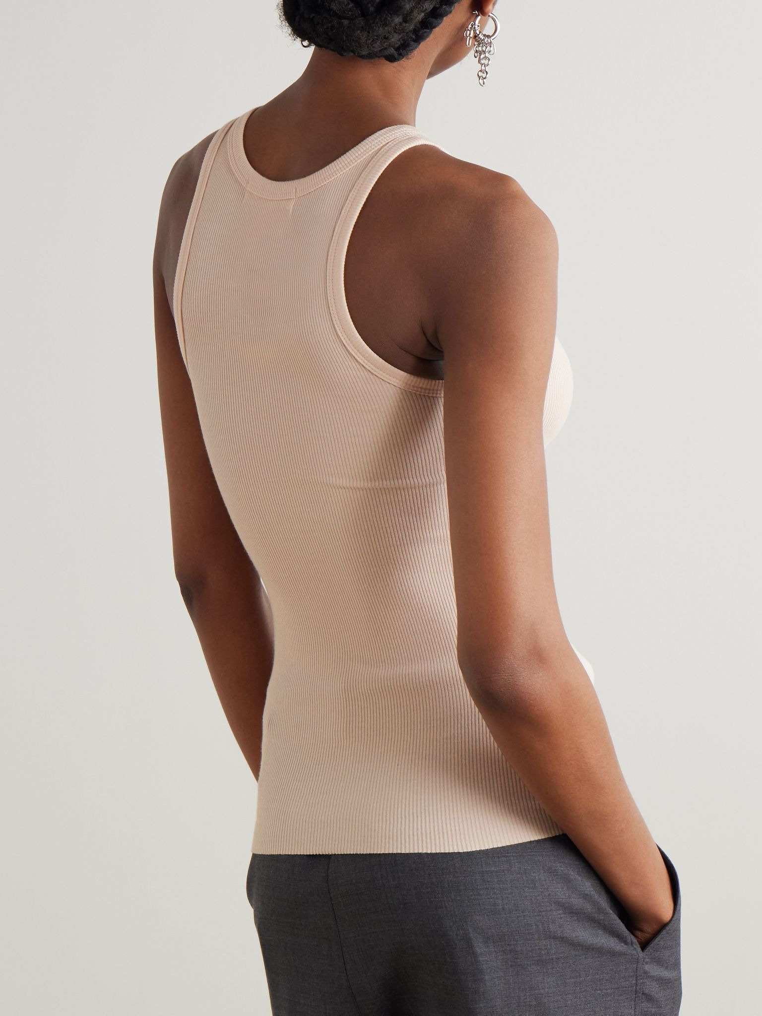 Ribbed stretch-jersey tank Pink - 3