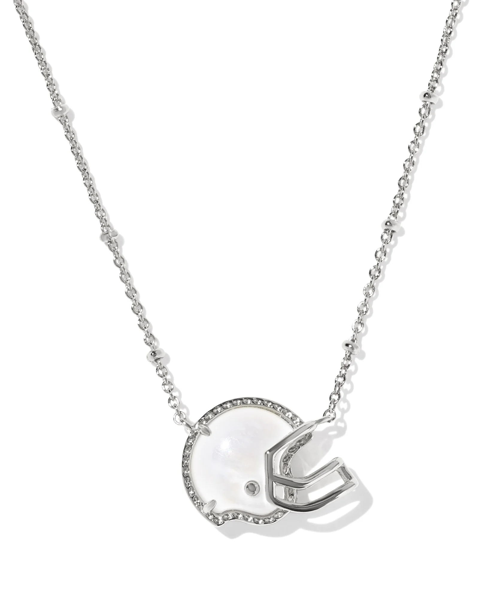 Football Helmet Silver Short Pendant Necklace - 1
