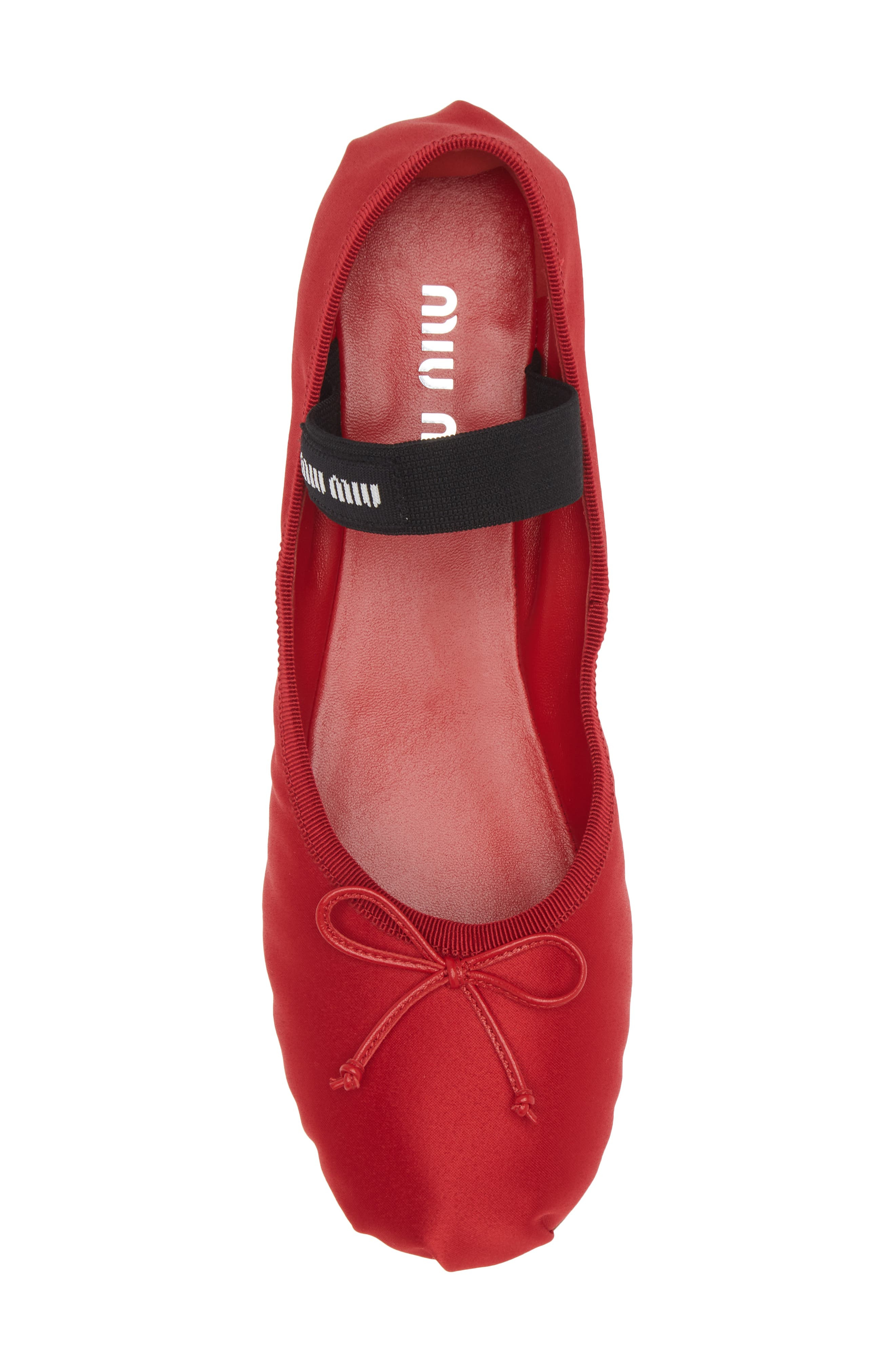 Miu Miu Logo Strap Ballet Flat in Rosso at Nordstrom - 5