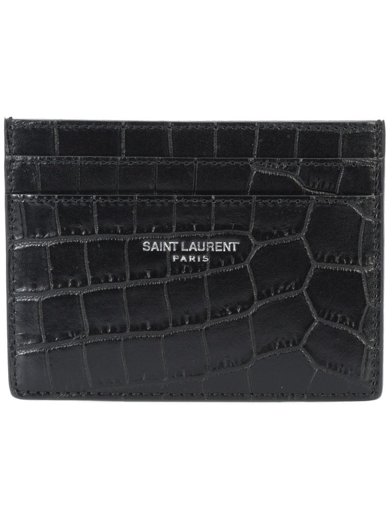 crocodile-embossed leather cardholder - 1