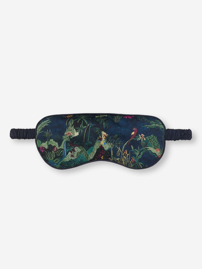 Eye Mask Silk Satin Multi Midnight Jungle Print 1