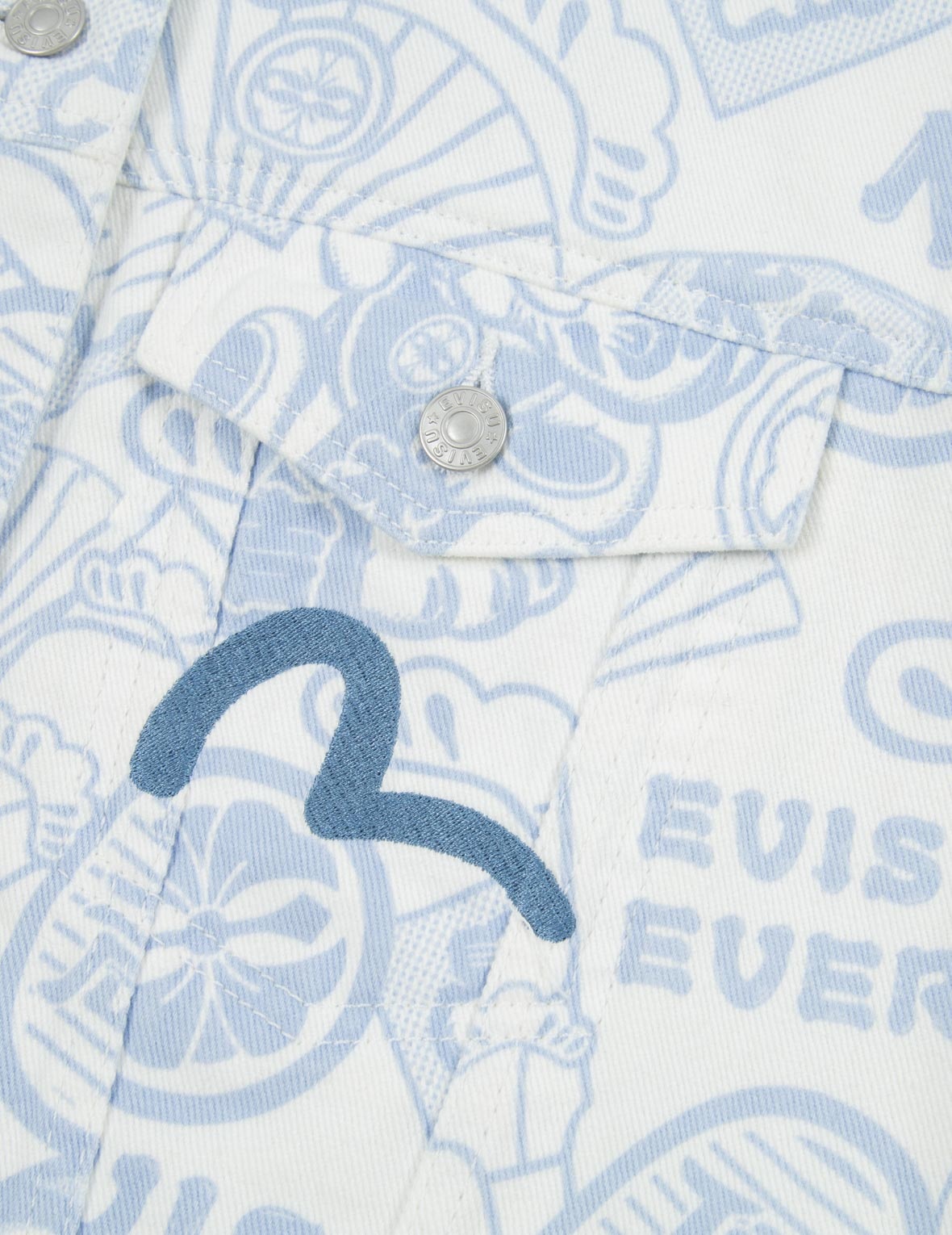 ALLOVER EVISU SQUAD DISCHARGE-PRINT OVERSIZE DENIM JACKET - 9