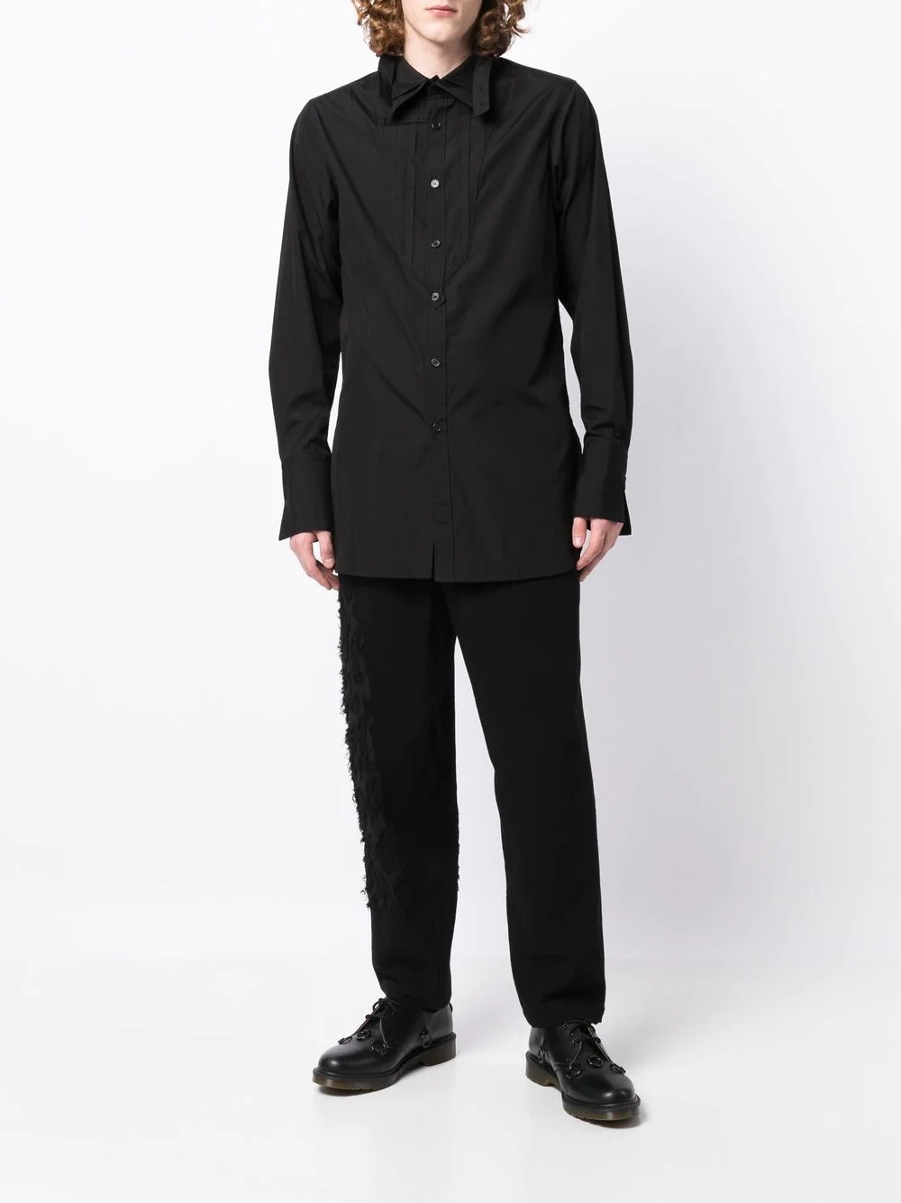 bowtie-collar oversized shirt - 2