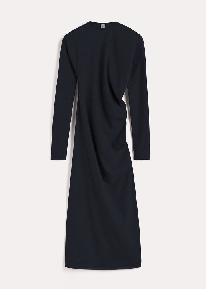 Twisted flannel dress navy - 1