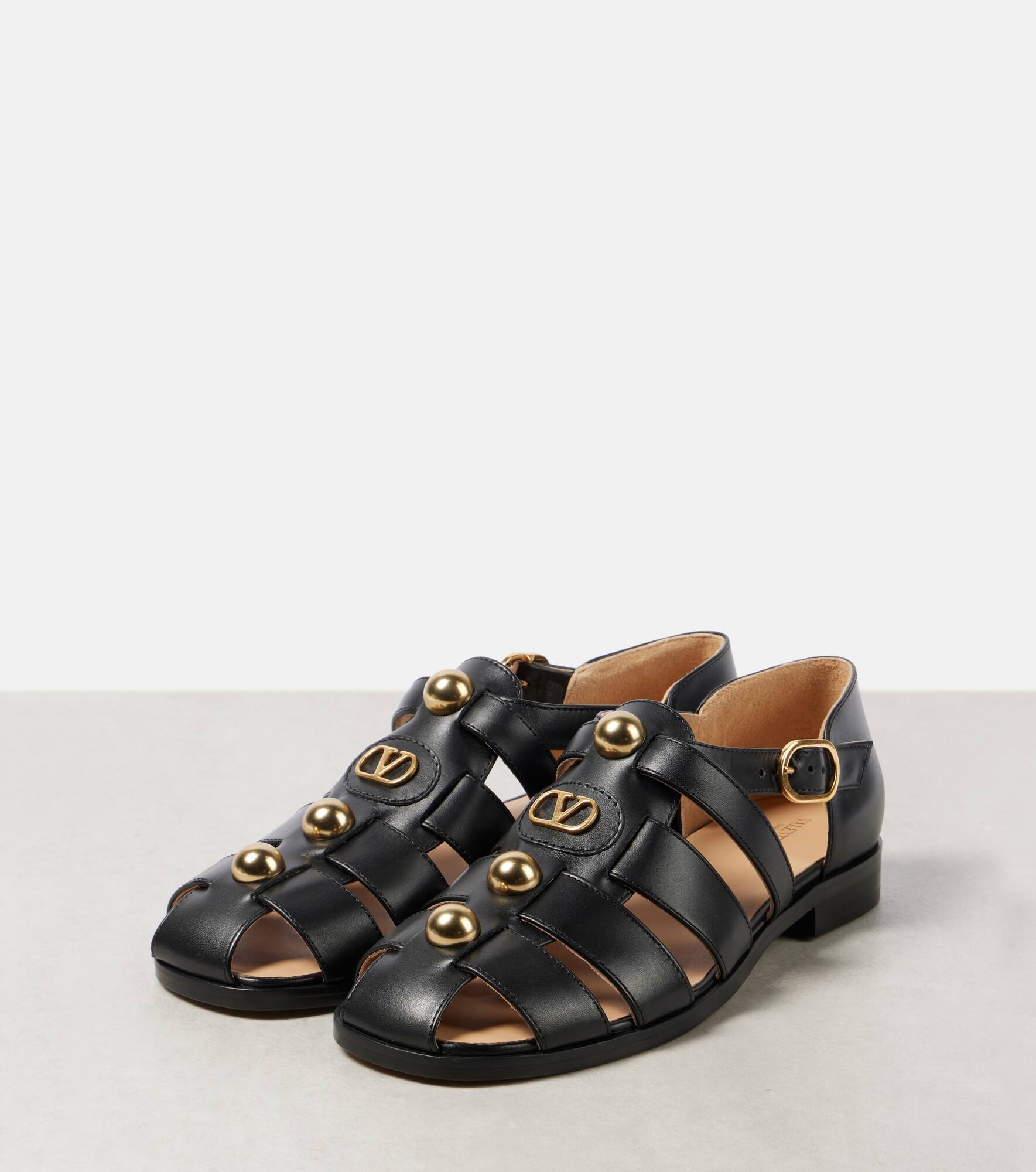 VLogo Signature leather fisherman sandals - 4