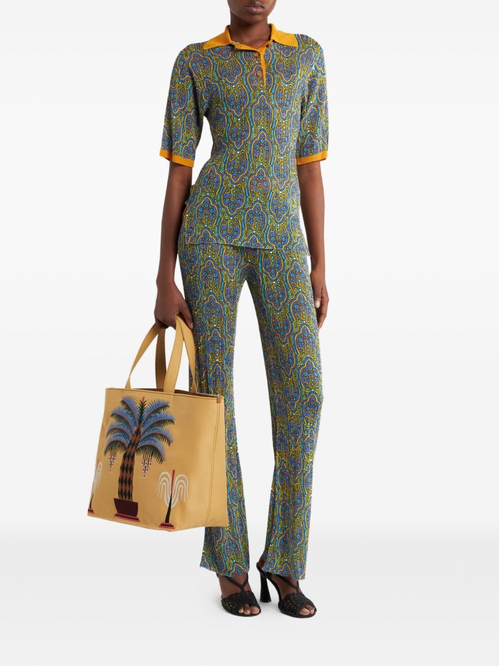printed knitted polo shirt - 2