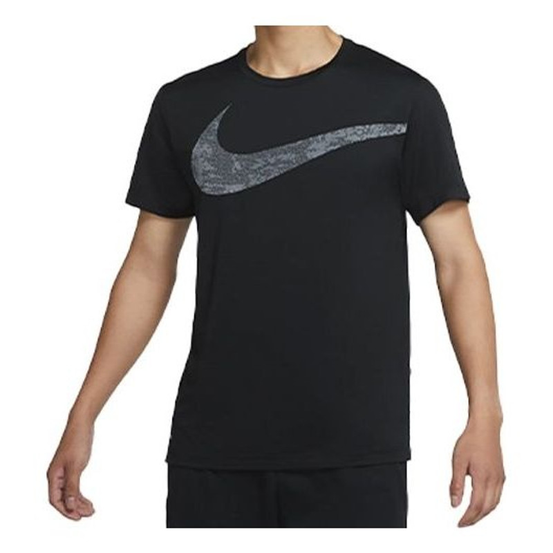 Nike Round Neck Training Short Sleeve 'Black Big Swoosh' CZ1355-010 1